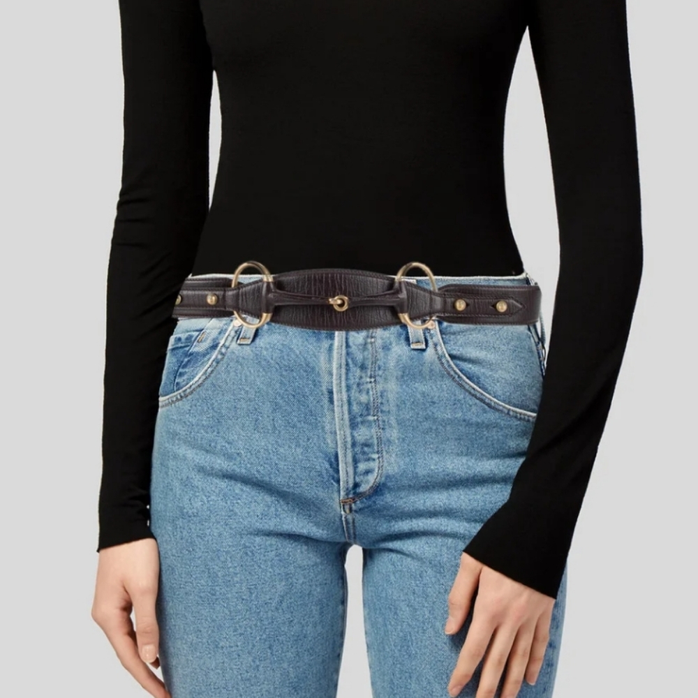 Gucci Women's Black 1955 Horsebit Wide Leather Belt Size M - Picture 2 of 14
